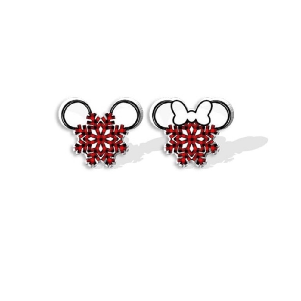 Disney earrings-red‎ and white
